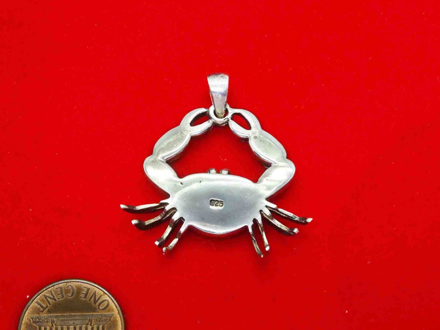 Mother of Pearl Inlay Crab Pendant Sterling Silver Cancer Zodiac Beach