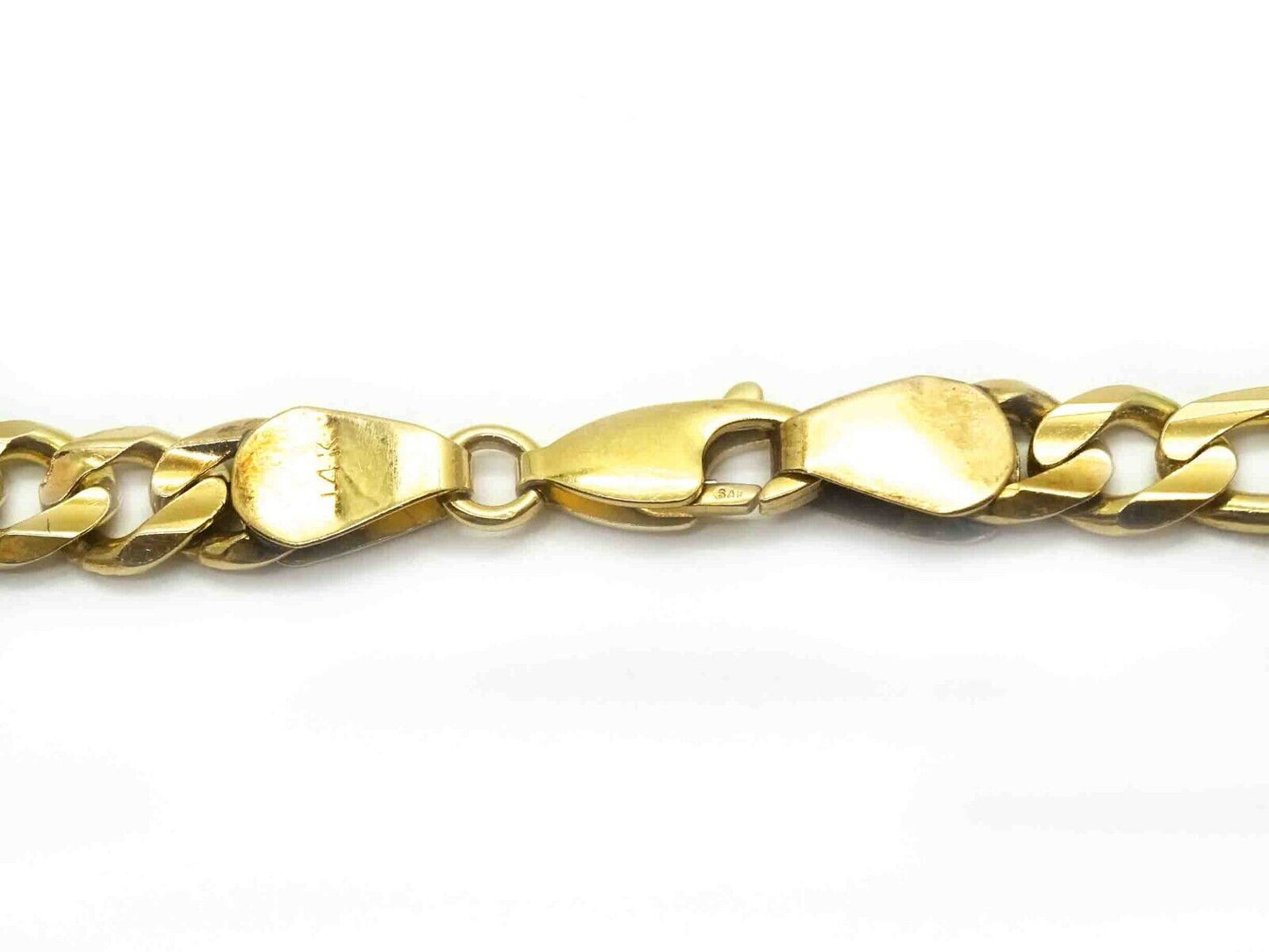 6mm Wide Figaro Bracelet 8.5" 14k Gold 12.1 Grams