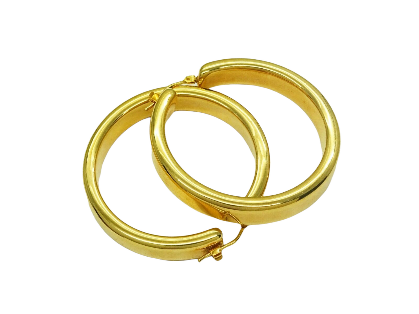 Milor Italy 14k Yellow Gold Hoop Earrings 6.5mm Wide 39mm Diameter