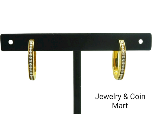 Movado Designer Signed 0.50ct tw Earth Mined Diamond Hoop Earrings 18k Gold