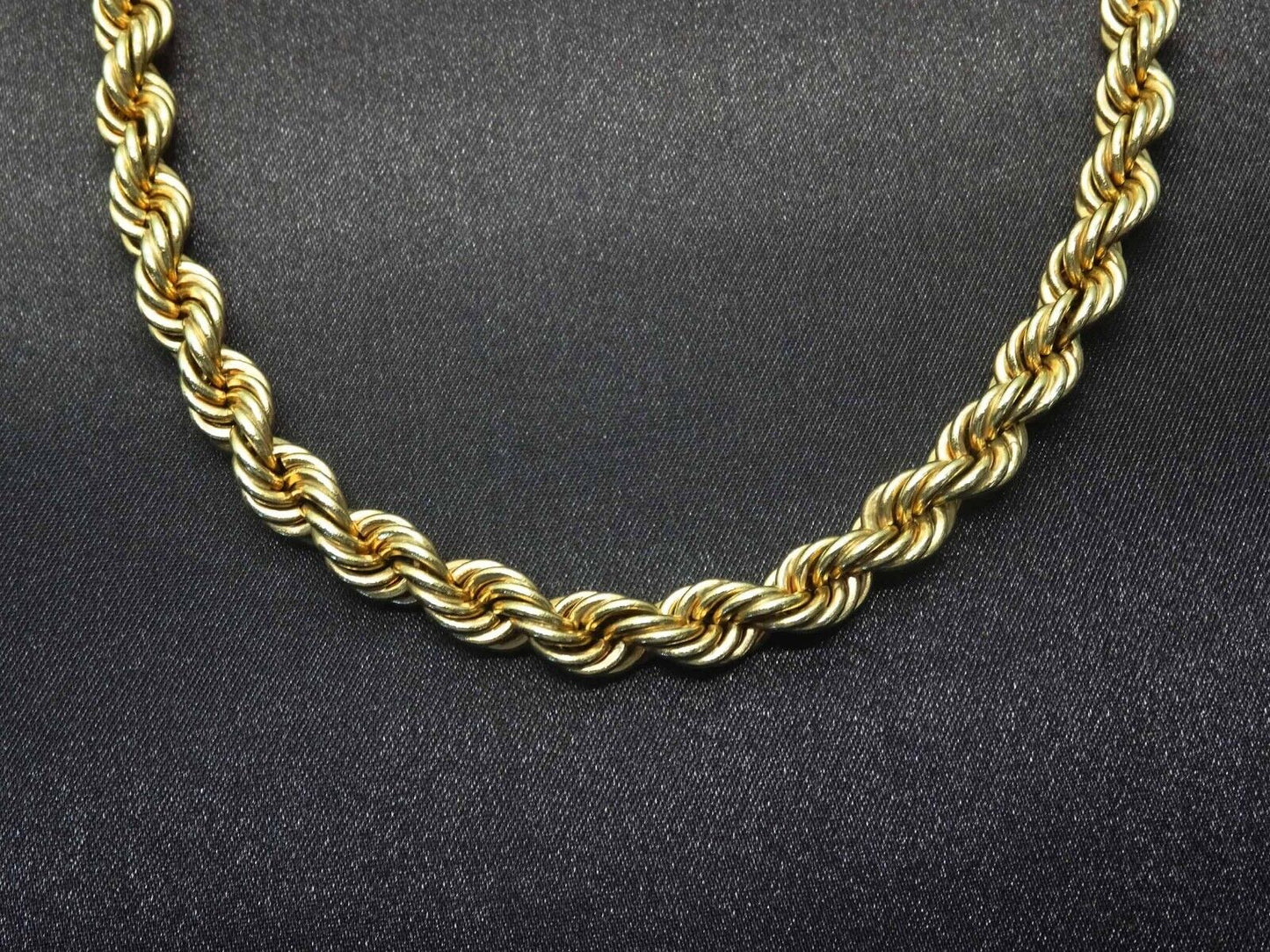 8mm Wide Rope Chain Necklace 14k Gold 29.5" Long 56.1 Grams