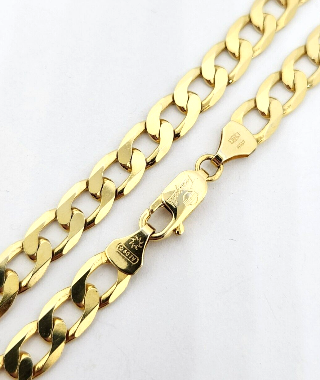 14k Yellow Gold Cuban Chain Necklace 19'' Long, 6.5mm Wide