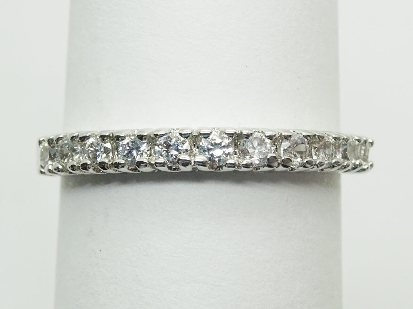 0.5ct tw CZ Semi-Eternity Band Ring Size 9 Rhodium Plated