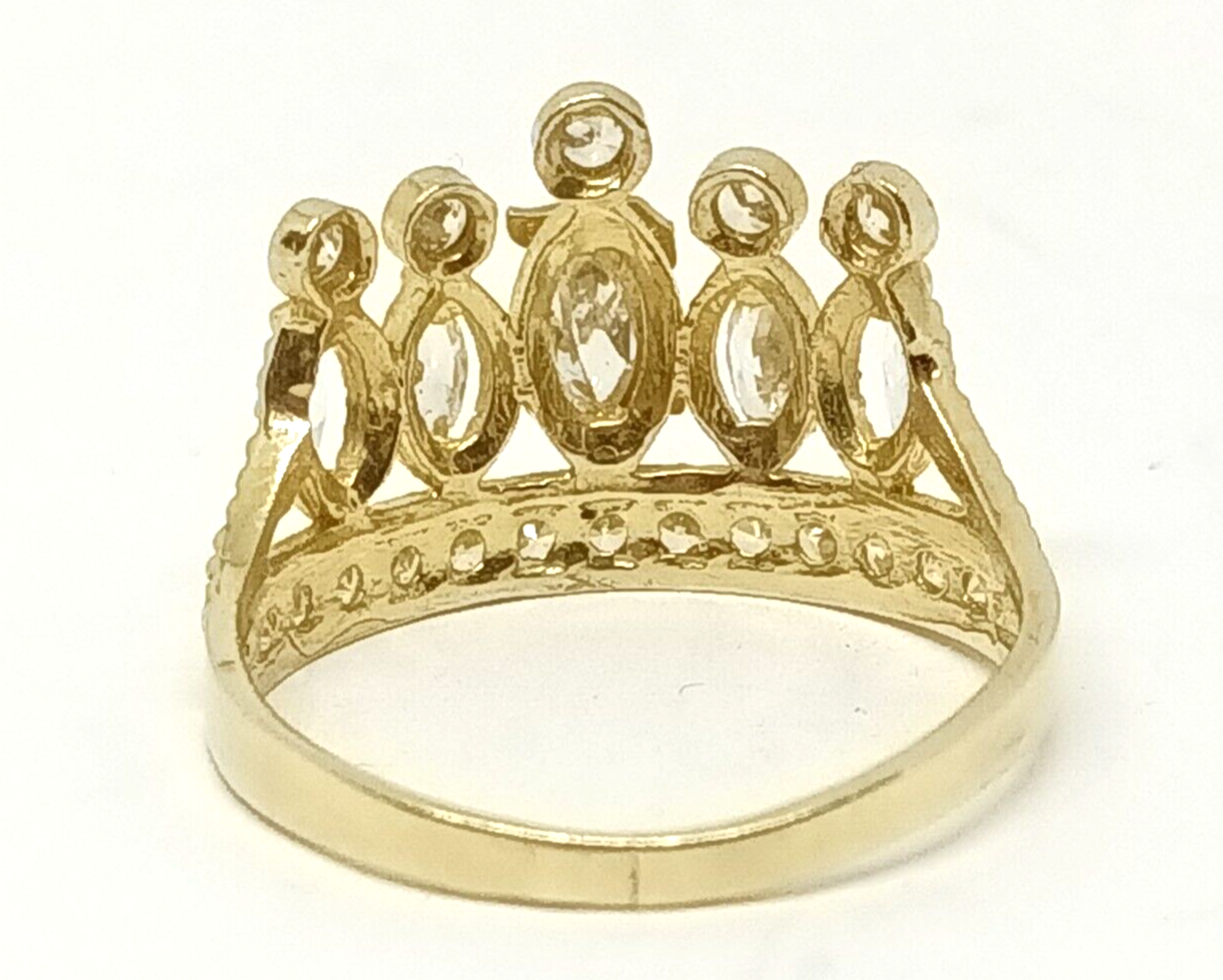 10k Yellow Gold 15 Anos Quinceanera Crown CZ Ring Size 7.5