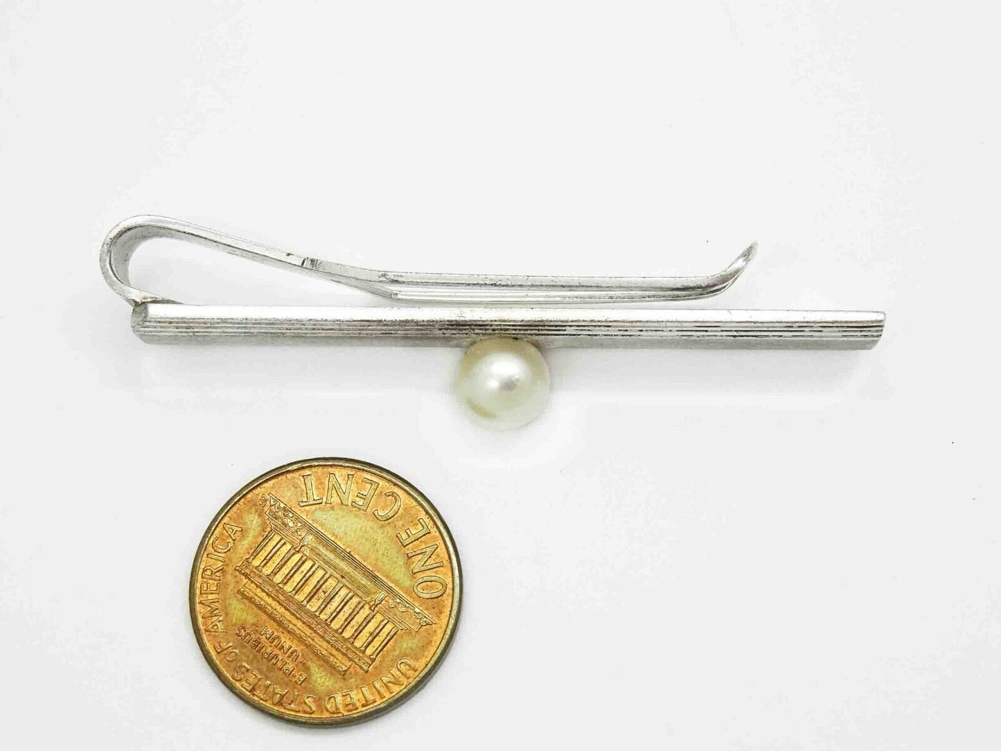 Mikimoto 6.5mm Wide Pearl Necktie Clip Sterling Silver