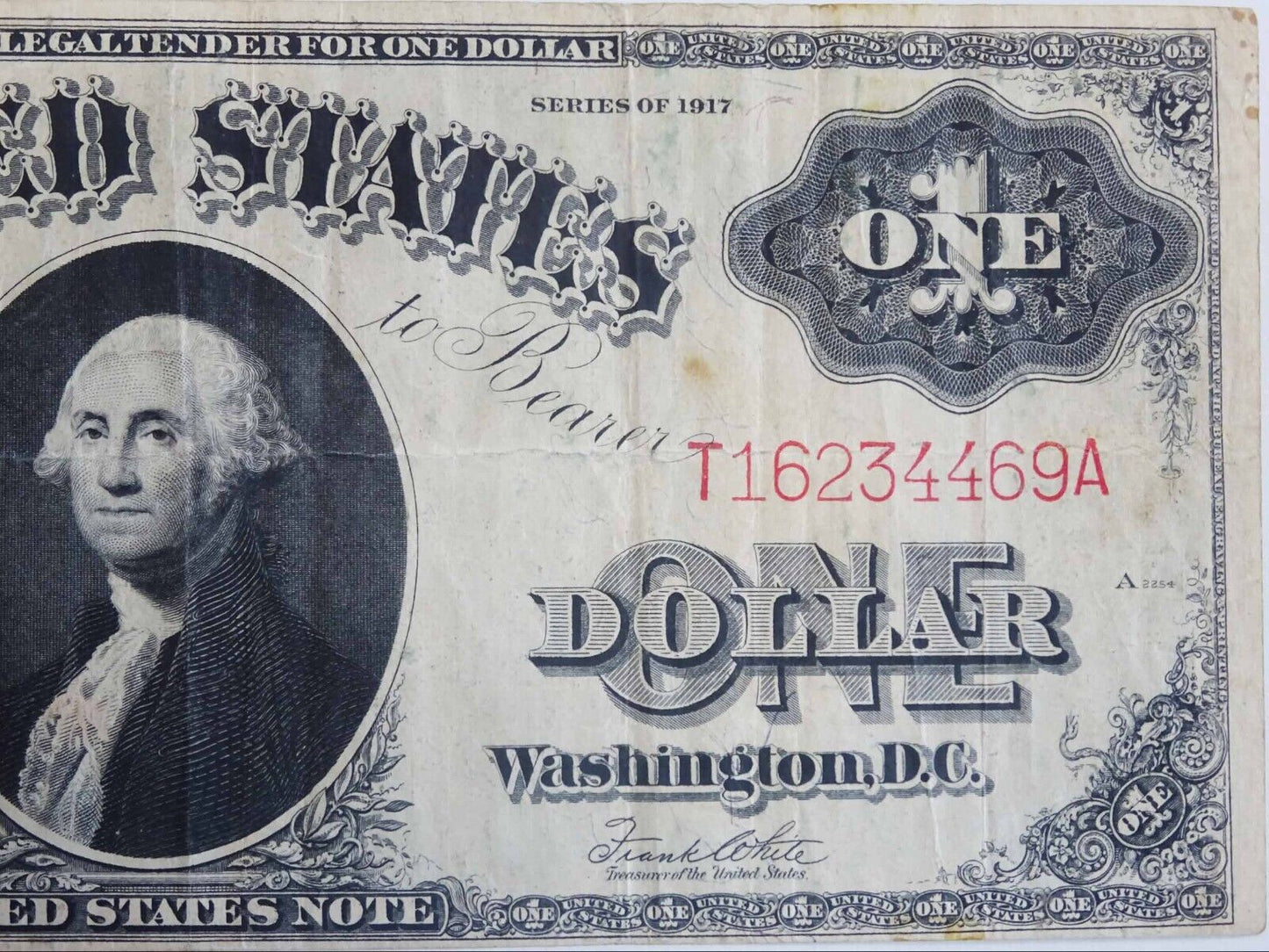 1917 $1 "Sawhorse" United States Legal Tender Large Note T16234469A