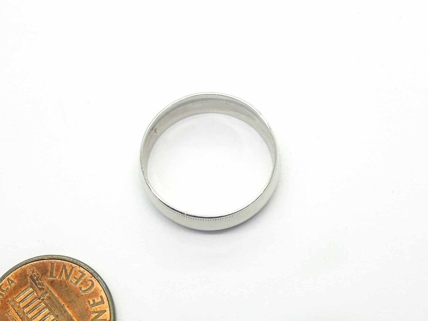 6mm Wide High Polish Dia-Cut Design Milgrain Edge Platinum Band Ring Size 8.5