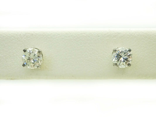 0.92ct tw Round Diamond Stud Earrings 14k White Gold