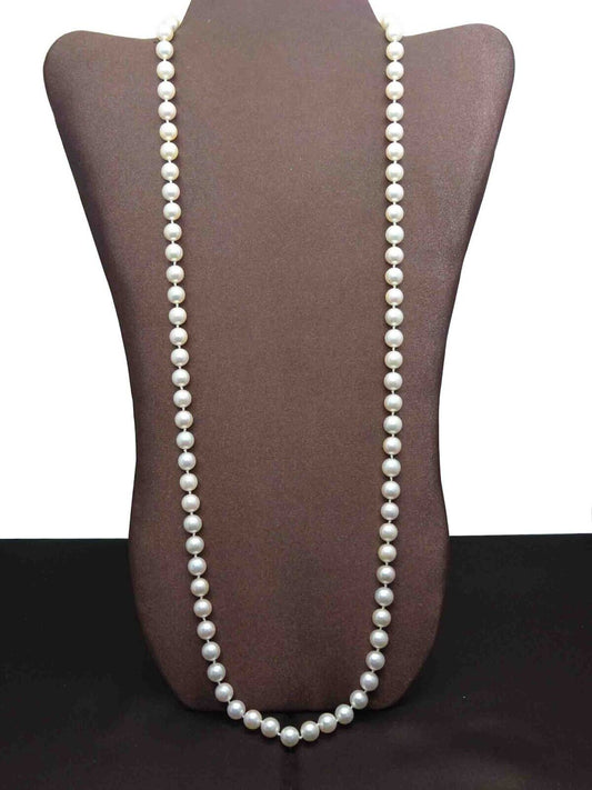 GIA Certified 8.5-9mm Cultured Saltwater Pearl Bead Necklace 14k Gold Clasp