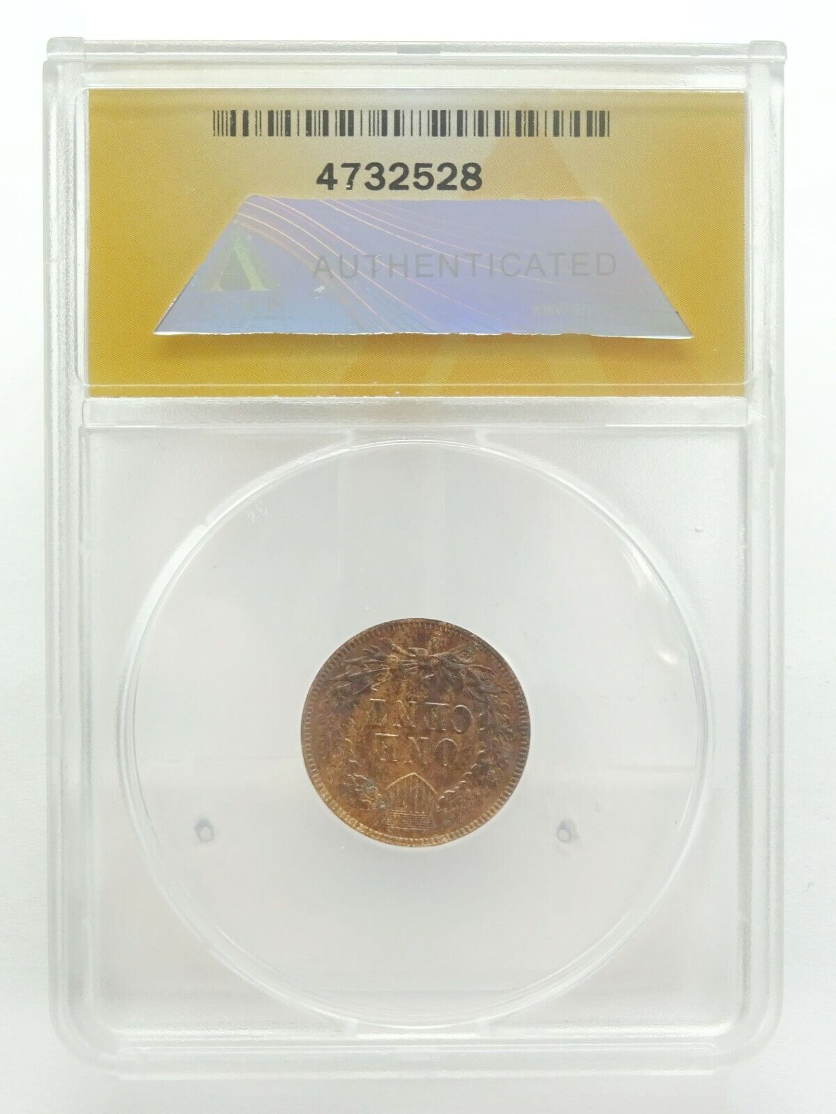 1875 Indian Head Cent ANACS MS 60 Corroded Recolored