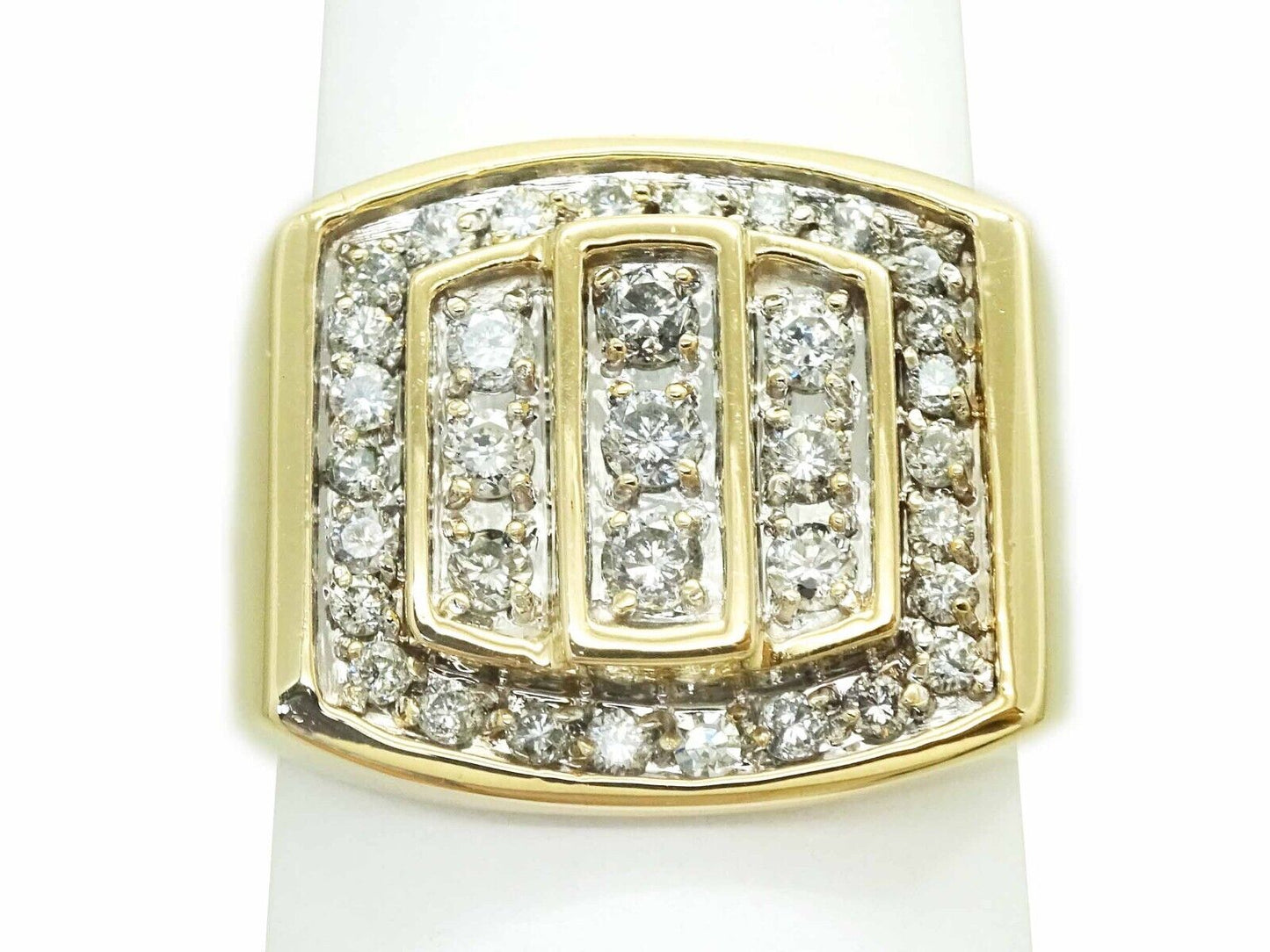 Men's 1.41ct tw Diamond Raised Step Setting Ring 14k Gold GLR Size 9.5