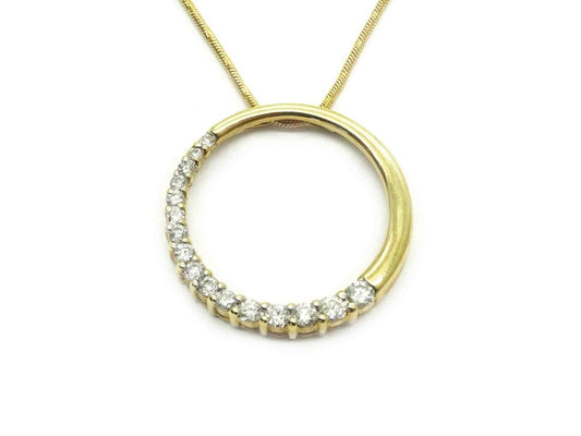 "Love is a Journey" 1ct tw Natural Diamond Ring-Style Pendant Chain 14k Gold