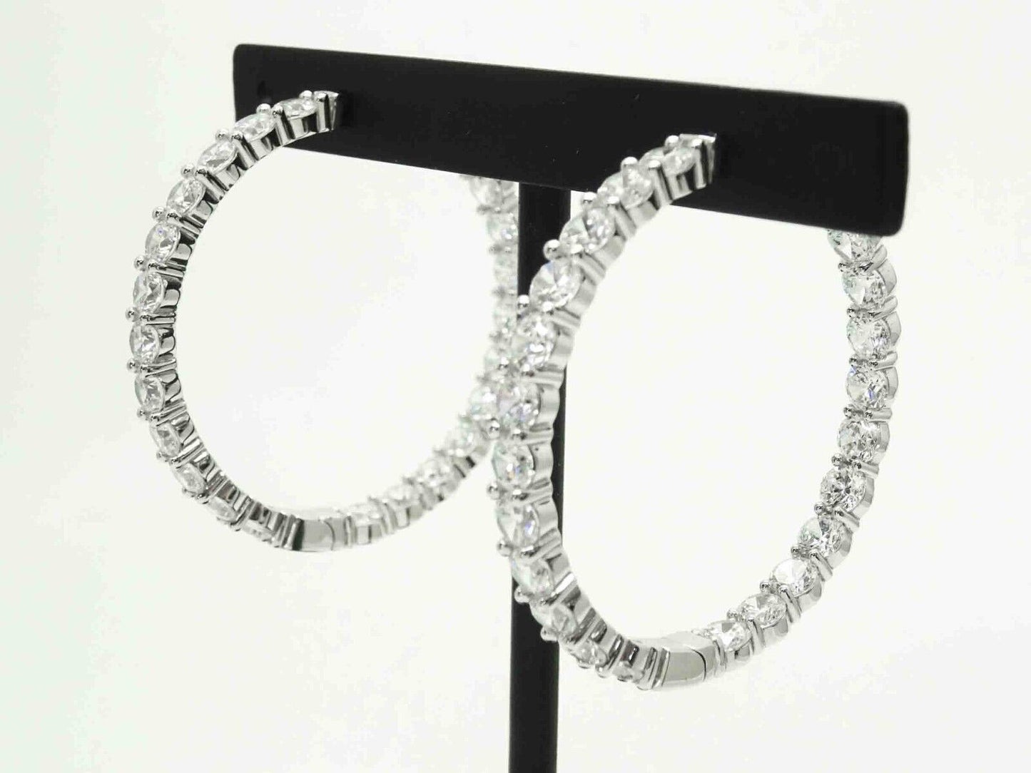 Kleo White CZ Inside-Out Hinged Hoop Earrings Sterling Silver