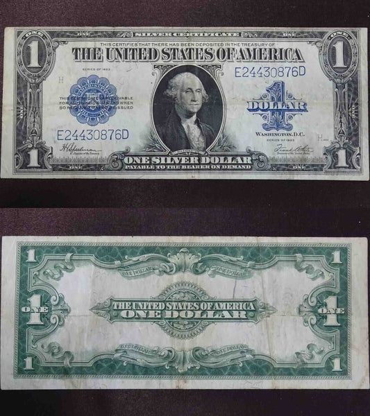 1923 $1 One Dollar Silver Certificate Large Note Serial #E24430876D