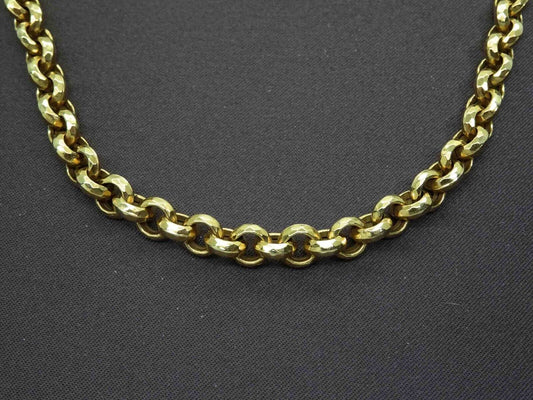 6.5mm Dia-Cut Rolo Semi Hollow Link Chain 14k Gold Milor Italy 20.25" 19.9 Grams